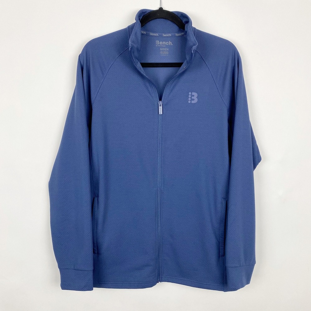 Bench Urbanwear Waffle Knit Full Zip Track Jacket Mens Small Blue